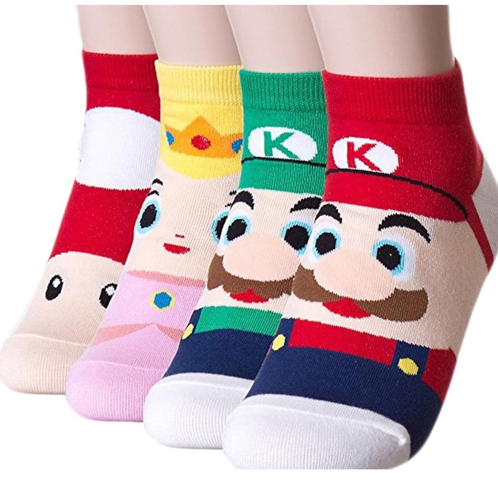 New sealed in plastic Super ❤️💙Mario  Ankle Socks ✨‎ 4 Pairs